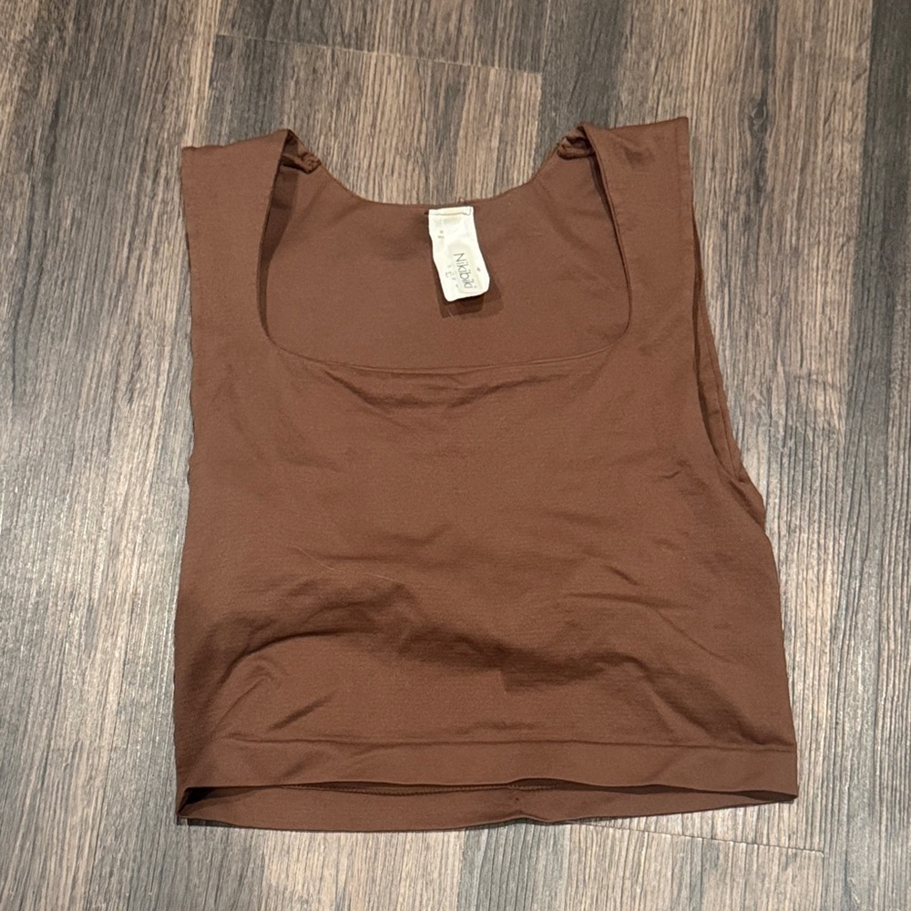 Nikibiki Chocolate Brown Tank Top, square neck, OS